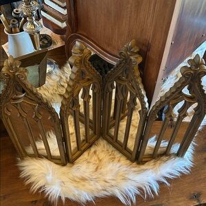Gothic Arch Gold Mirrored Cathedral Folding Panels